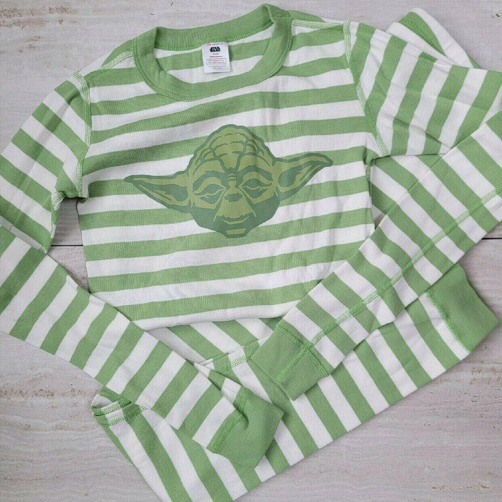 Star Wars Yoda Striped Long Sleeve Pajama Top - Green & White